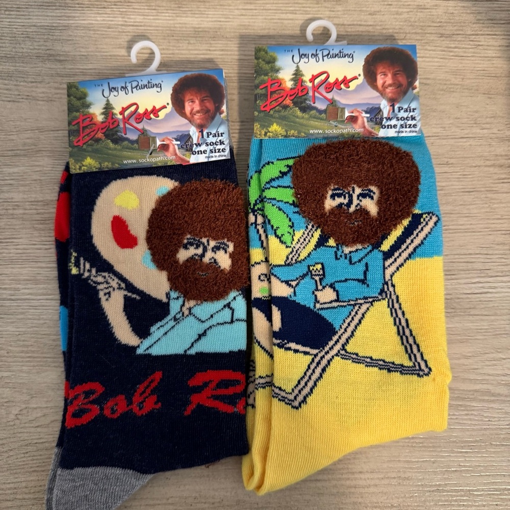 Bob Ross Joy of Painting Unisex Socks Set of 2- NEW!